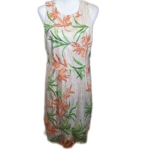 Laundry by Shelli Segal Los Angeles NWT ivory tropical midi dress 10
